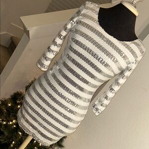 Silver and White Sequin Dress